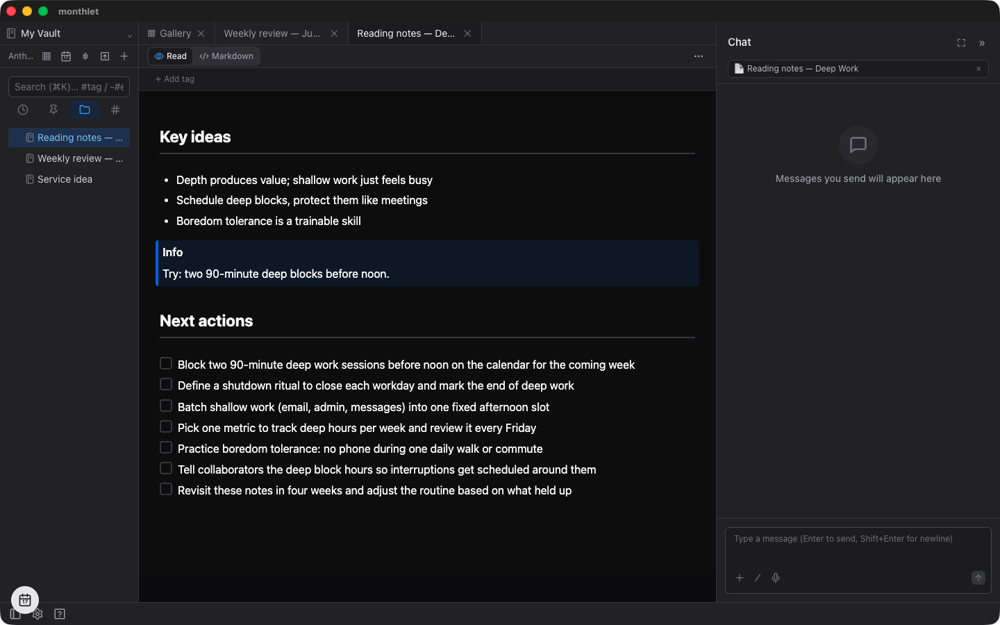 A checklist an external AI agent appended to the end of the note