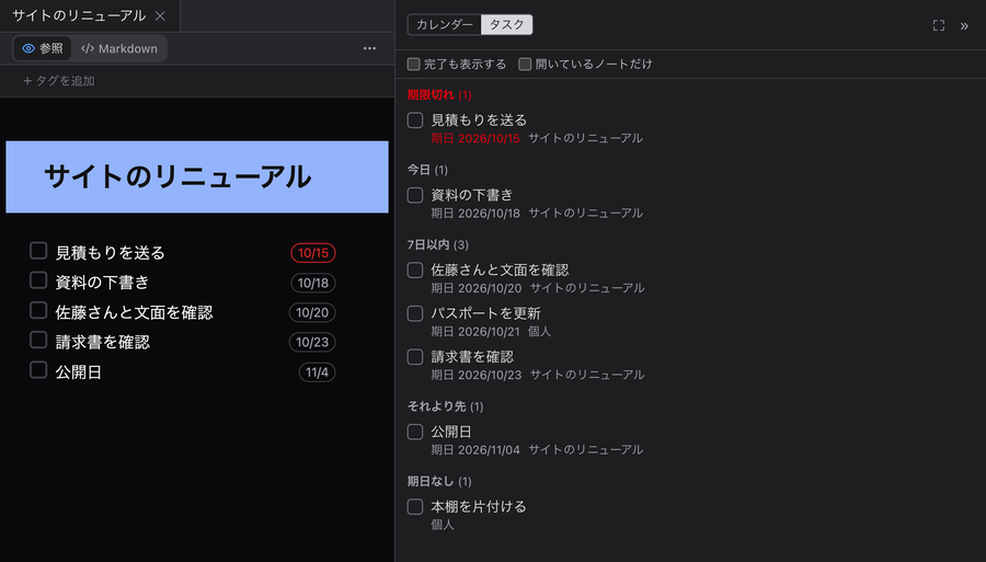 タスクと期日